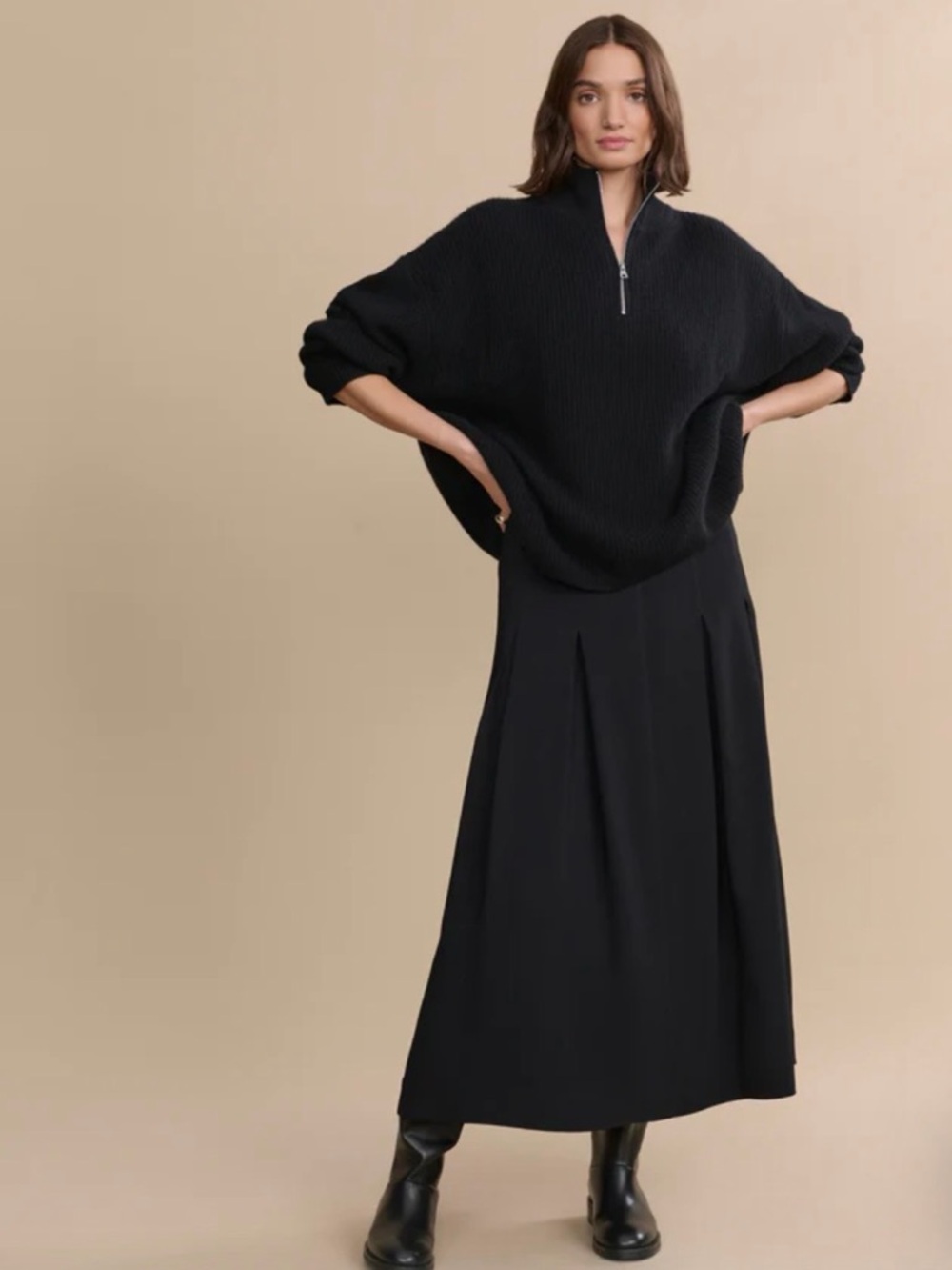 Women’s Black Half-Zip Ribbed Sweater. Jenni Kayne. BNWOT - Picture 2 of 8